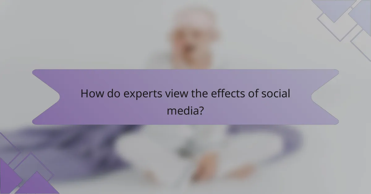 How do experts view the effects of social media?